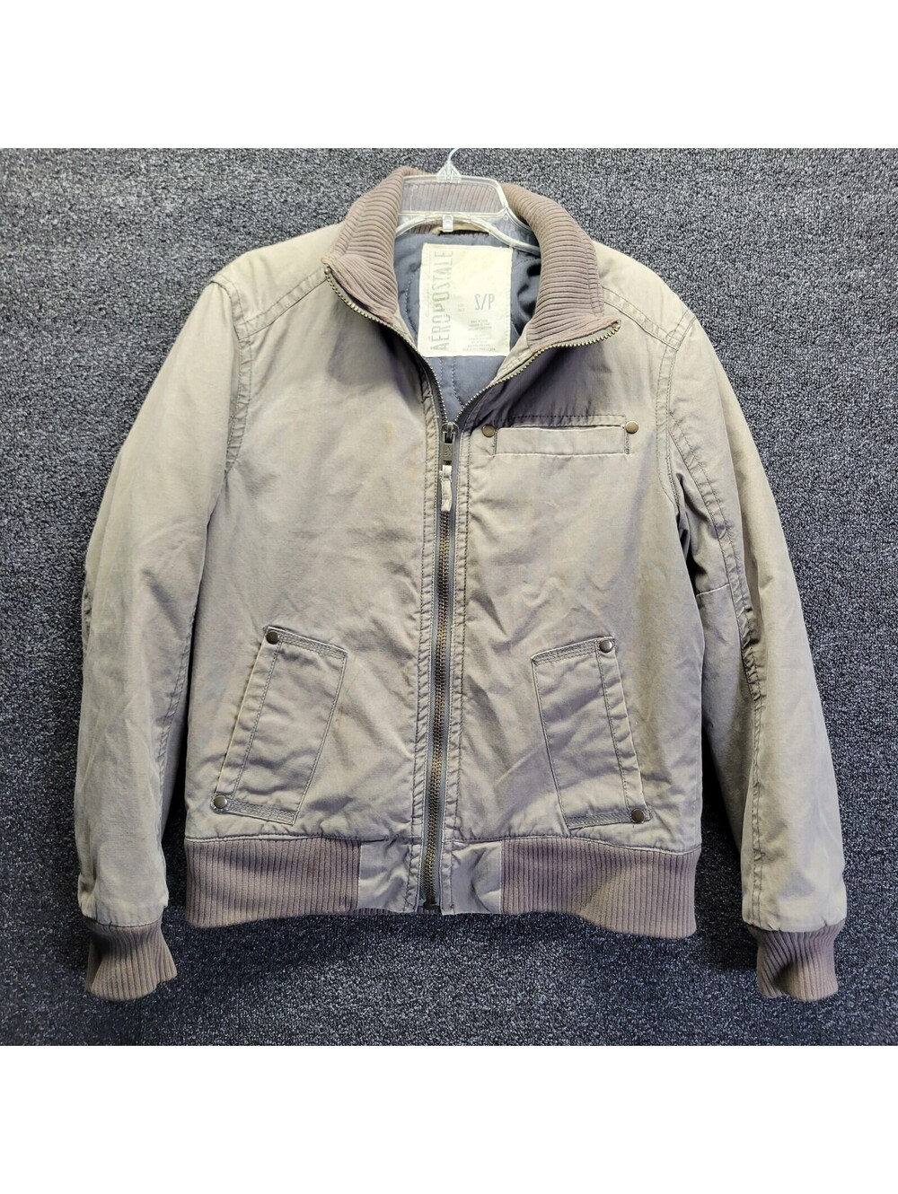 AEROPOSTALE Thick Padded Bomber Printed Jacket Sz S, Stained.
